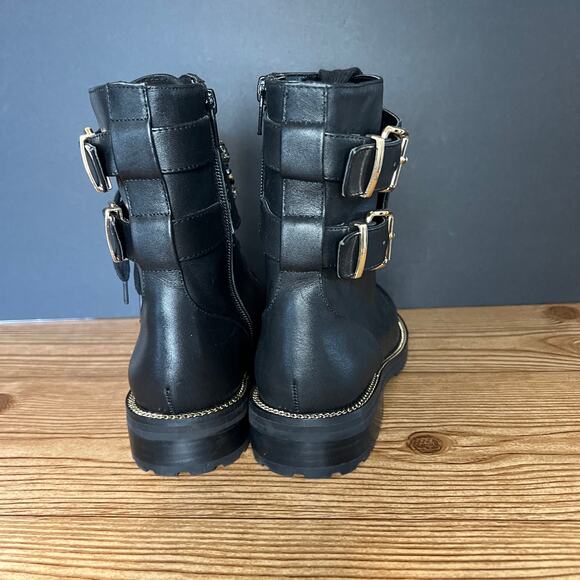 Kurt Geiger Black Leather Jeweled Sutton Eye Combat Boot Womens 35 EU - Picture 6 of 13